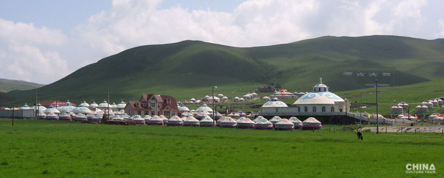 Yurts on boundless grassland